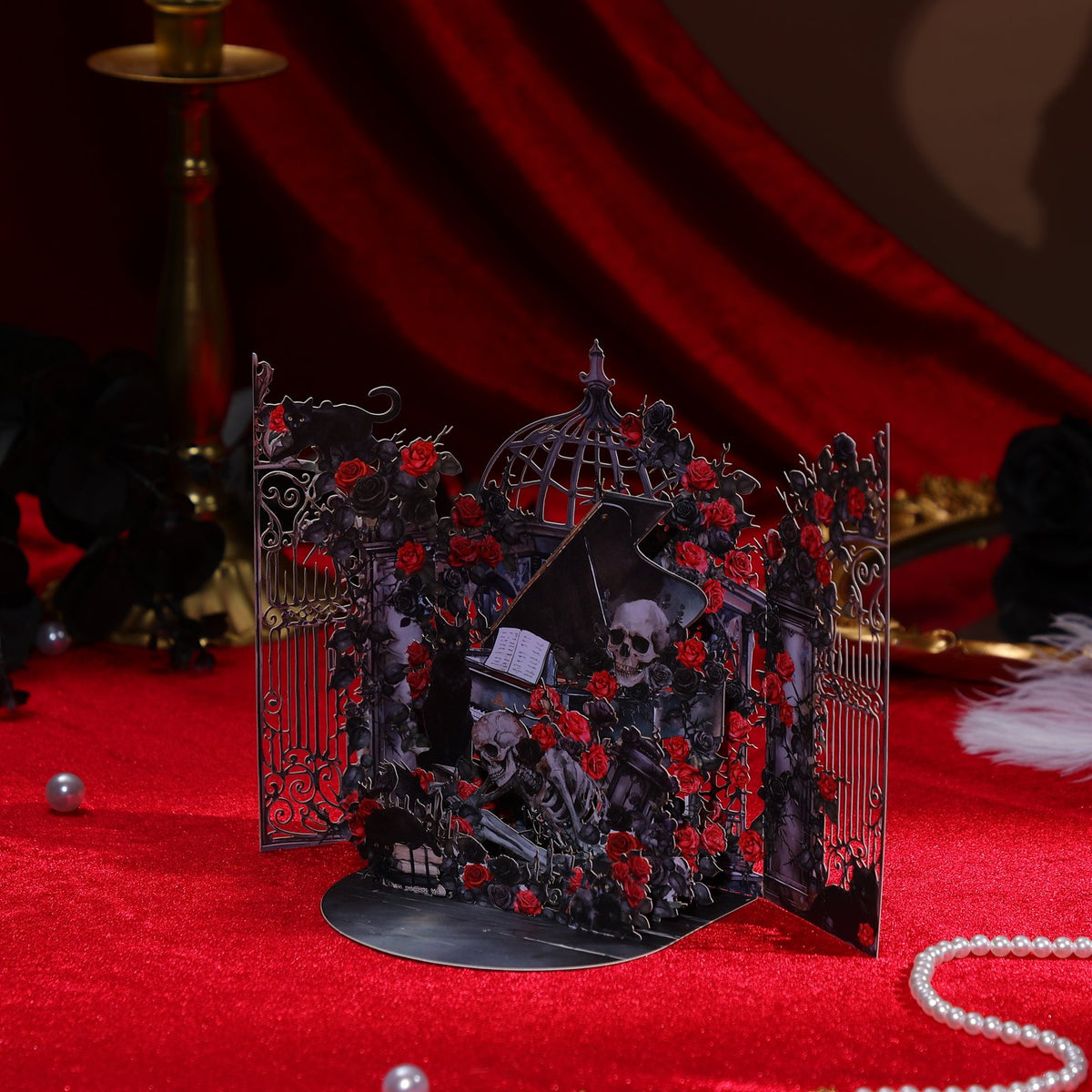 Black Rose Double Door Pop Up Card