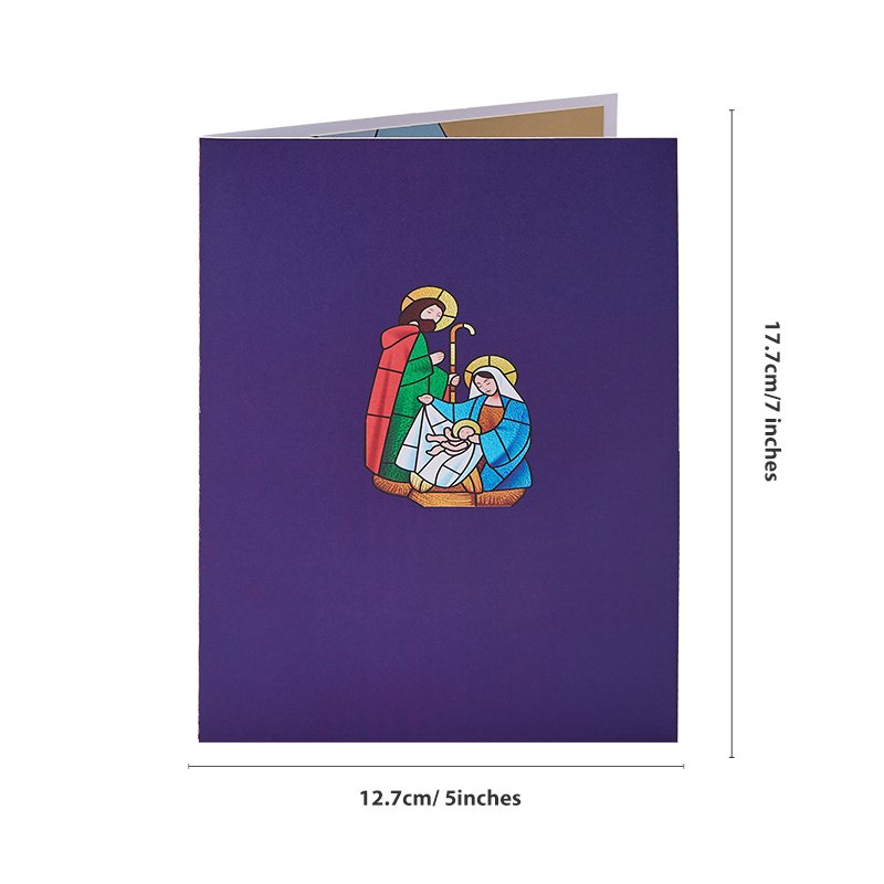 Nativity Stained Glass Colors Greeting Card