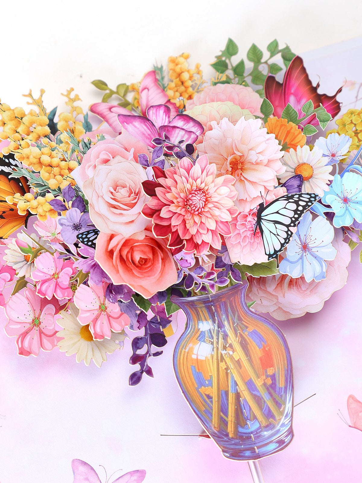 Dahlia Flower Vase 3D Pop Up Card