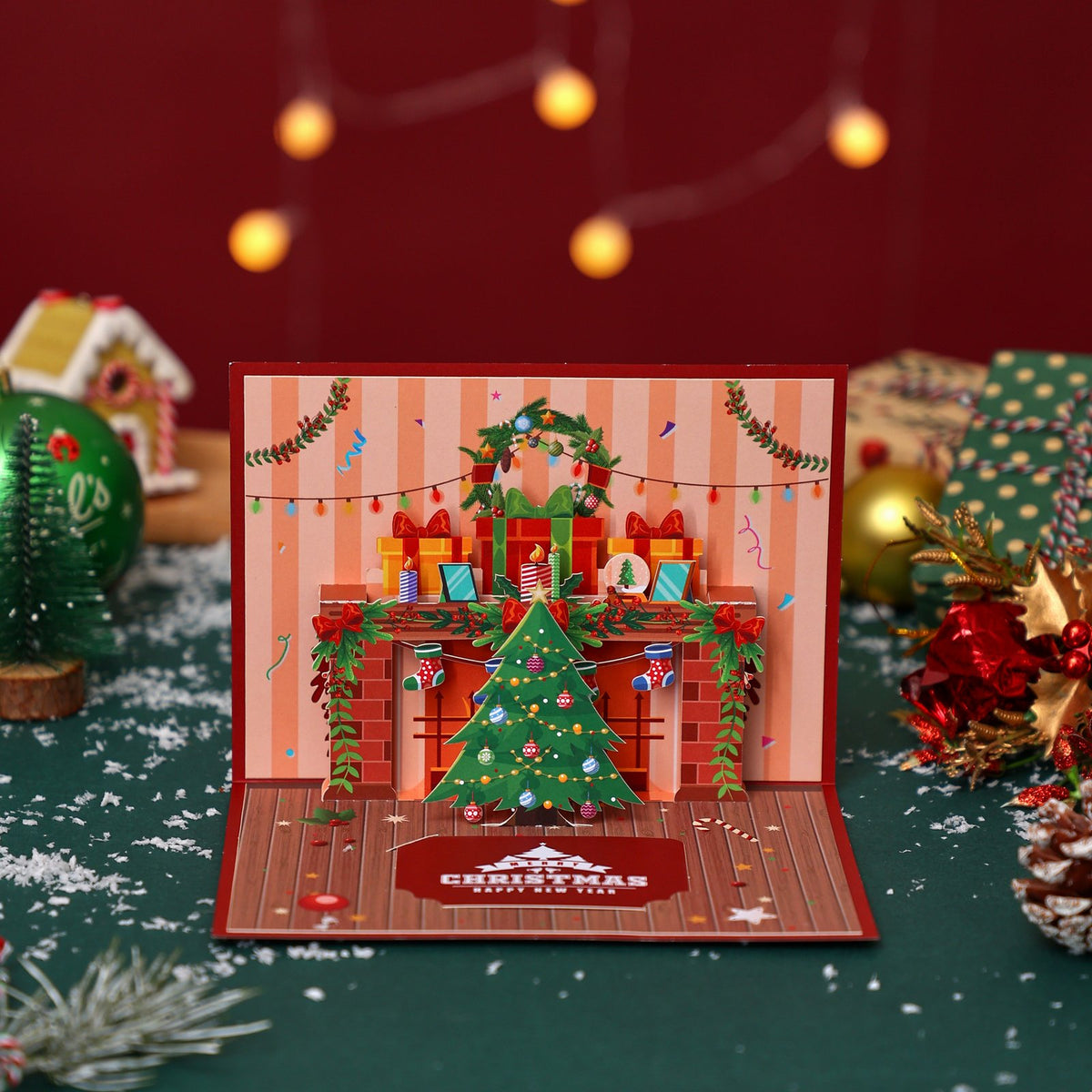 Christmas Fireplace Greeting Card