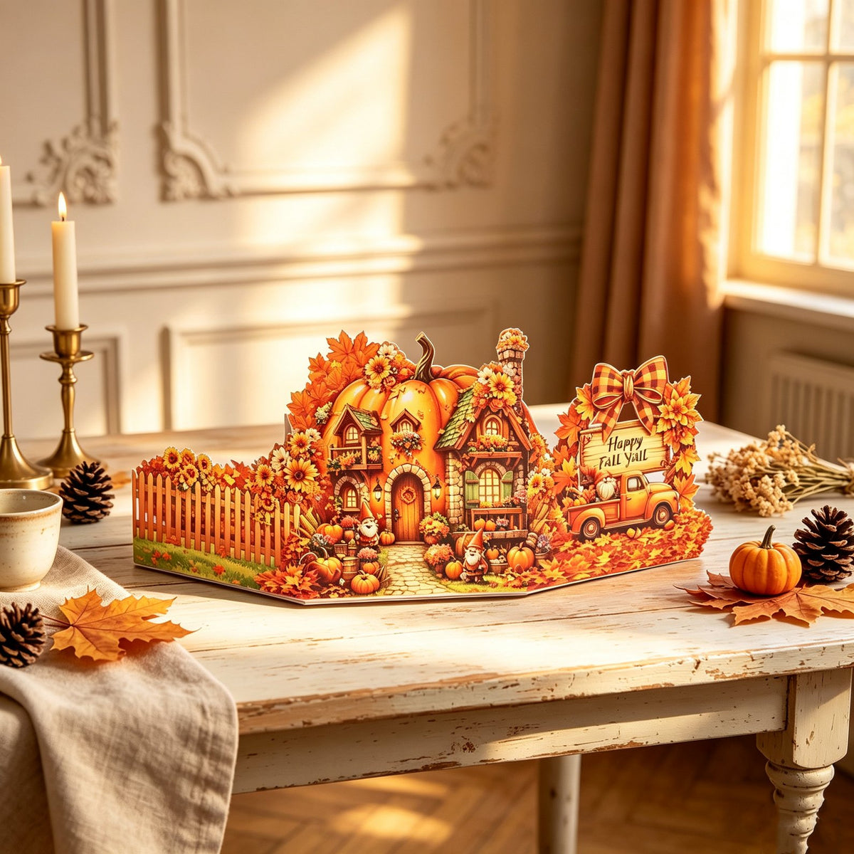 Thanksgiving Gnome Double Door Pop Up Card