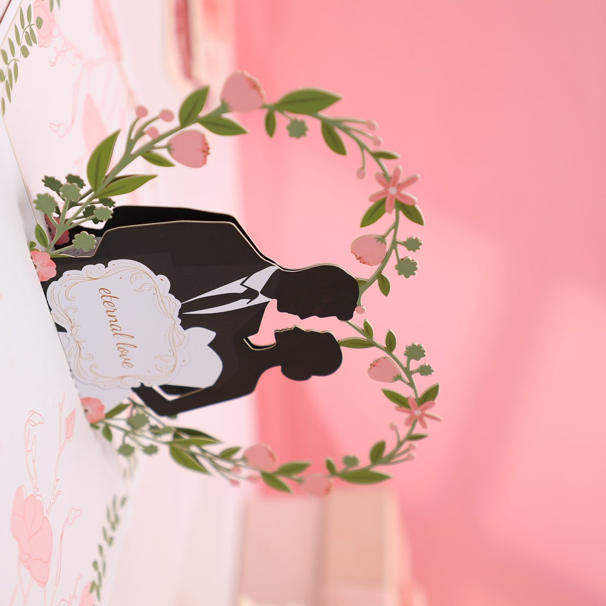 Floral Wreath Wedding Silhouette 3D Pop Up Card