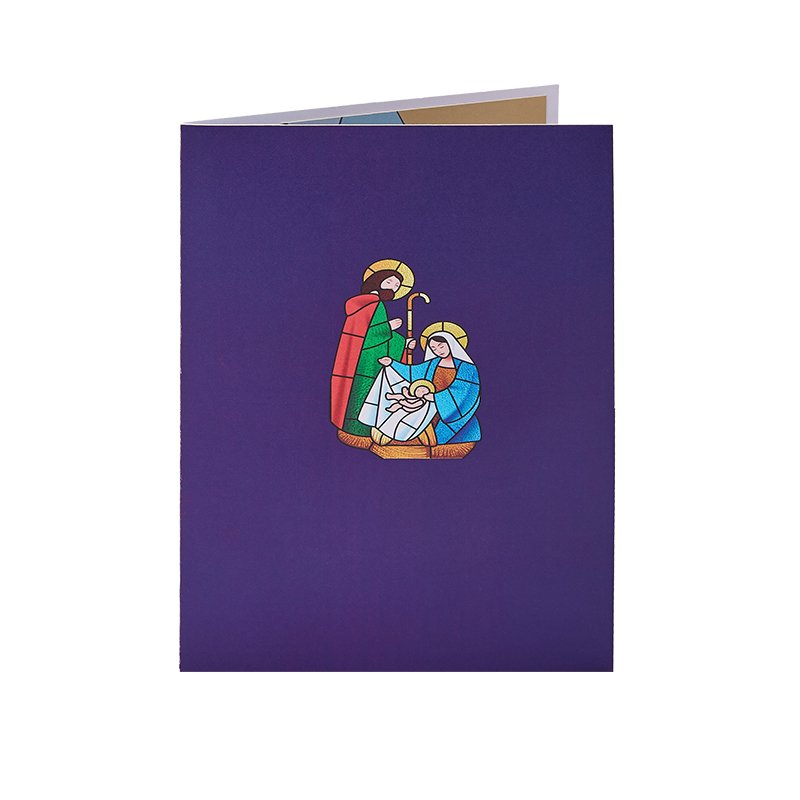 Nativity Stained Glass Colors Greeting Card