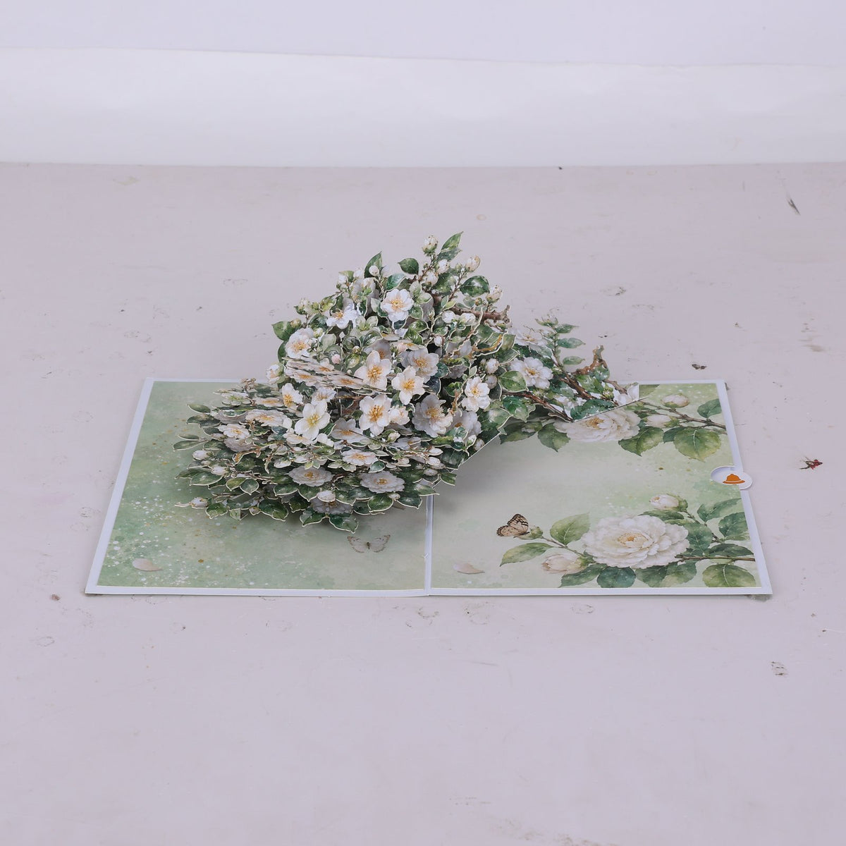 White Camellia 3D Pop Up Card