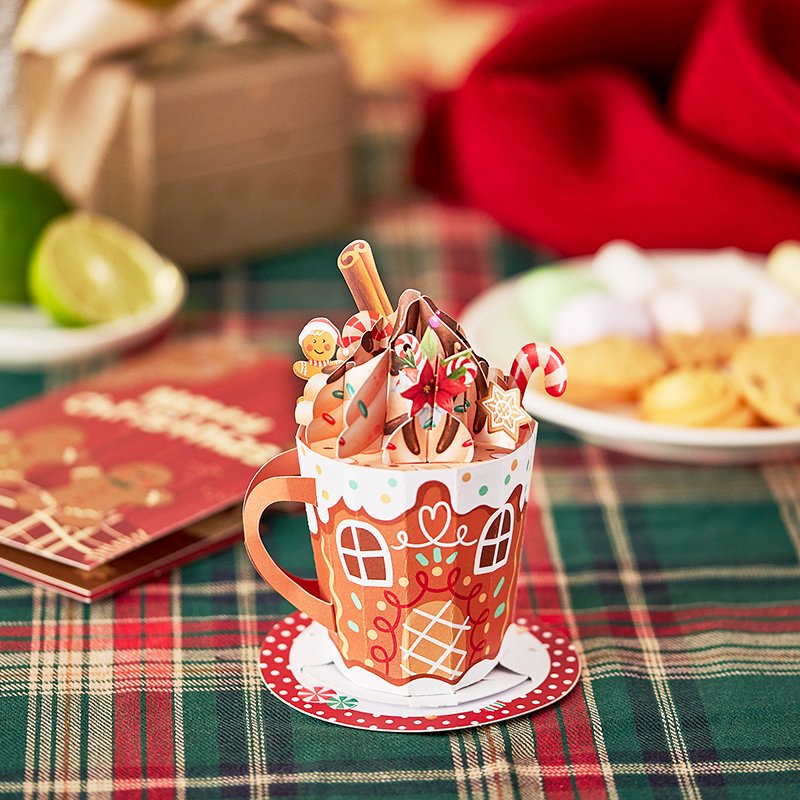Gingerbread House Cup 3D Pop Up Card