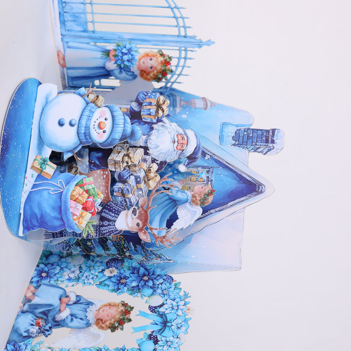 Blue Snowman Arch Christmas Greeting Card