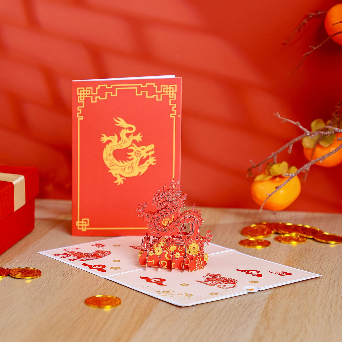 Chinese Dragon Paper-Cut 3D Pop Up Card