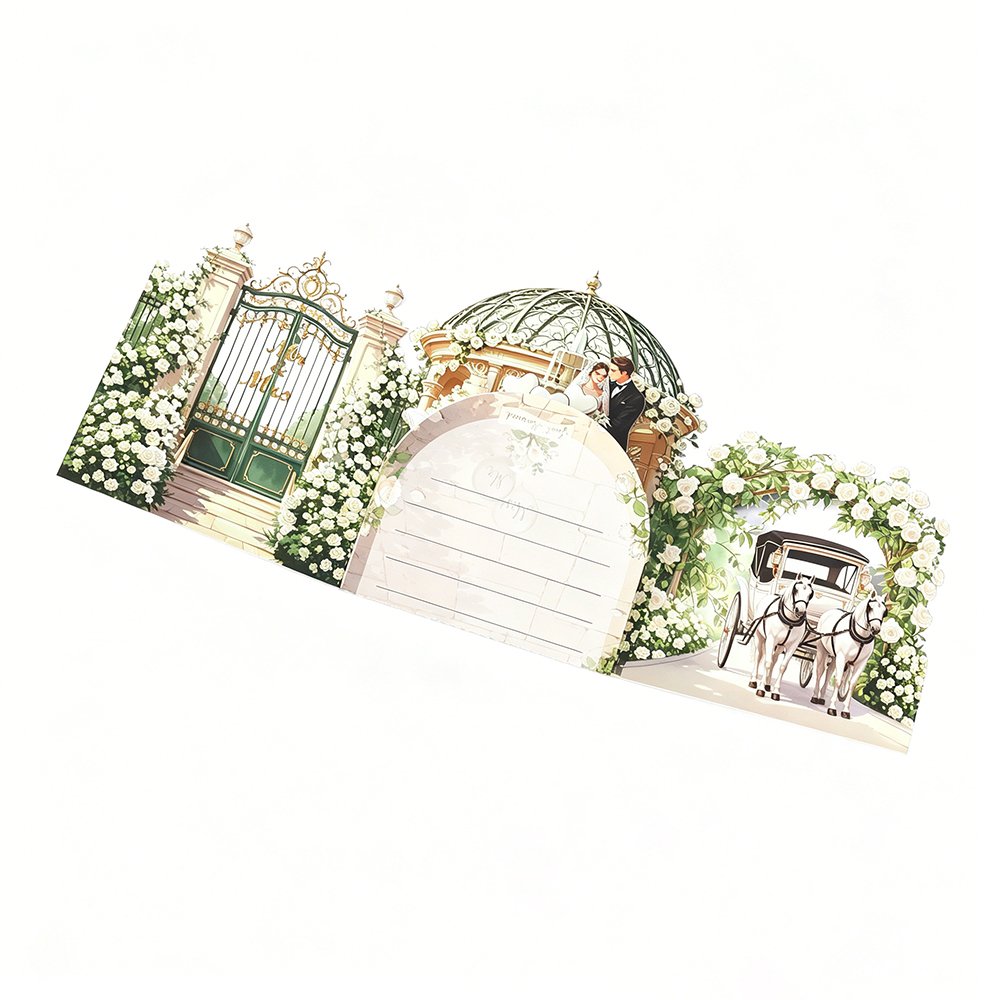 White Rose Wedding Double Door Card
