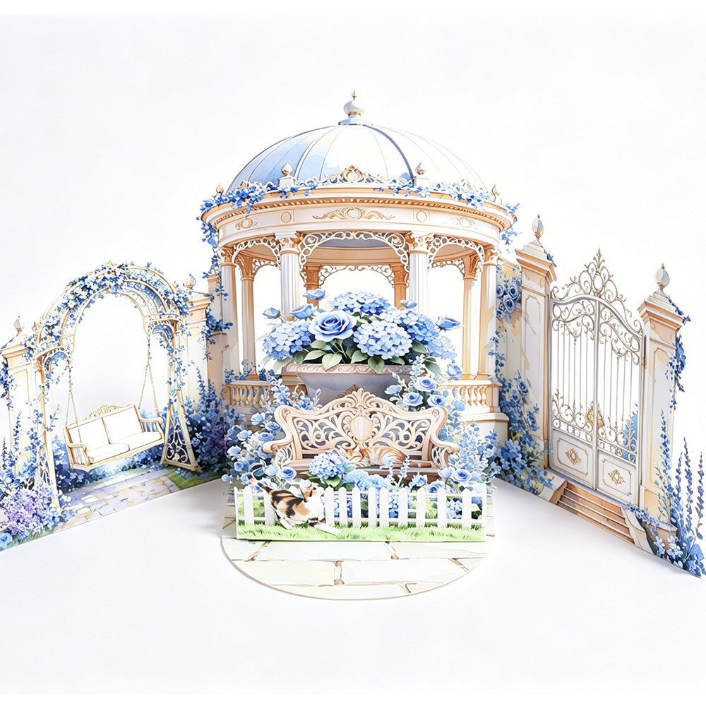 Blue Rose Garden Greeting Card