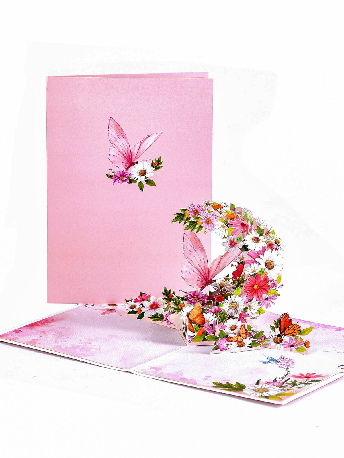 Daisy Butterfly Crescent Moon Greeting Card