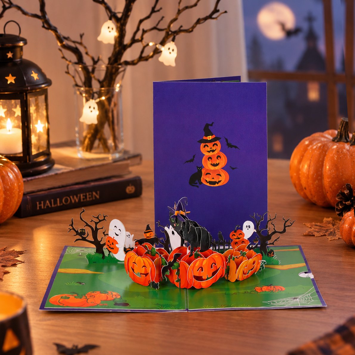 Halloween Witch Cat Greeting Card