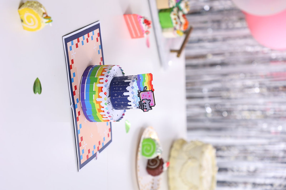 Rainbow Cat Cake Birthday Greeting Card