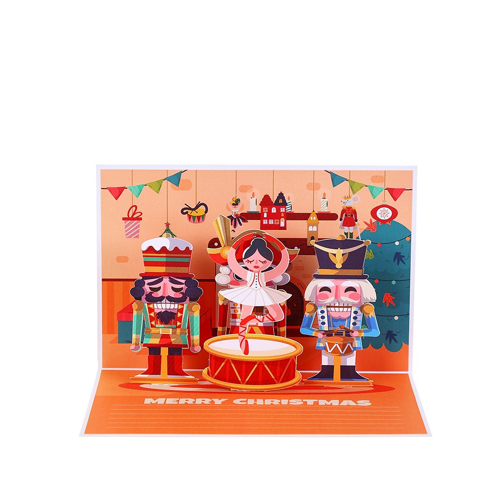 Santa Claus Trumpet Flip Pop Up Card Orange Red