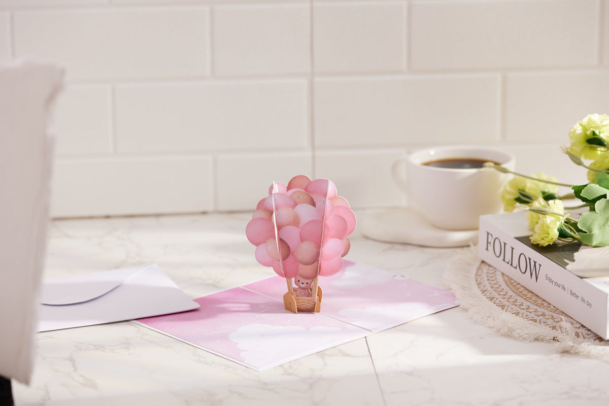 Hot Air Balloon Bear 3D Pop Up Card For Her