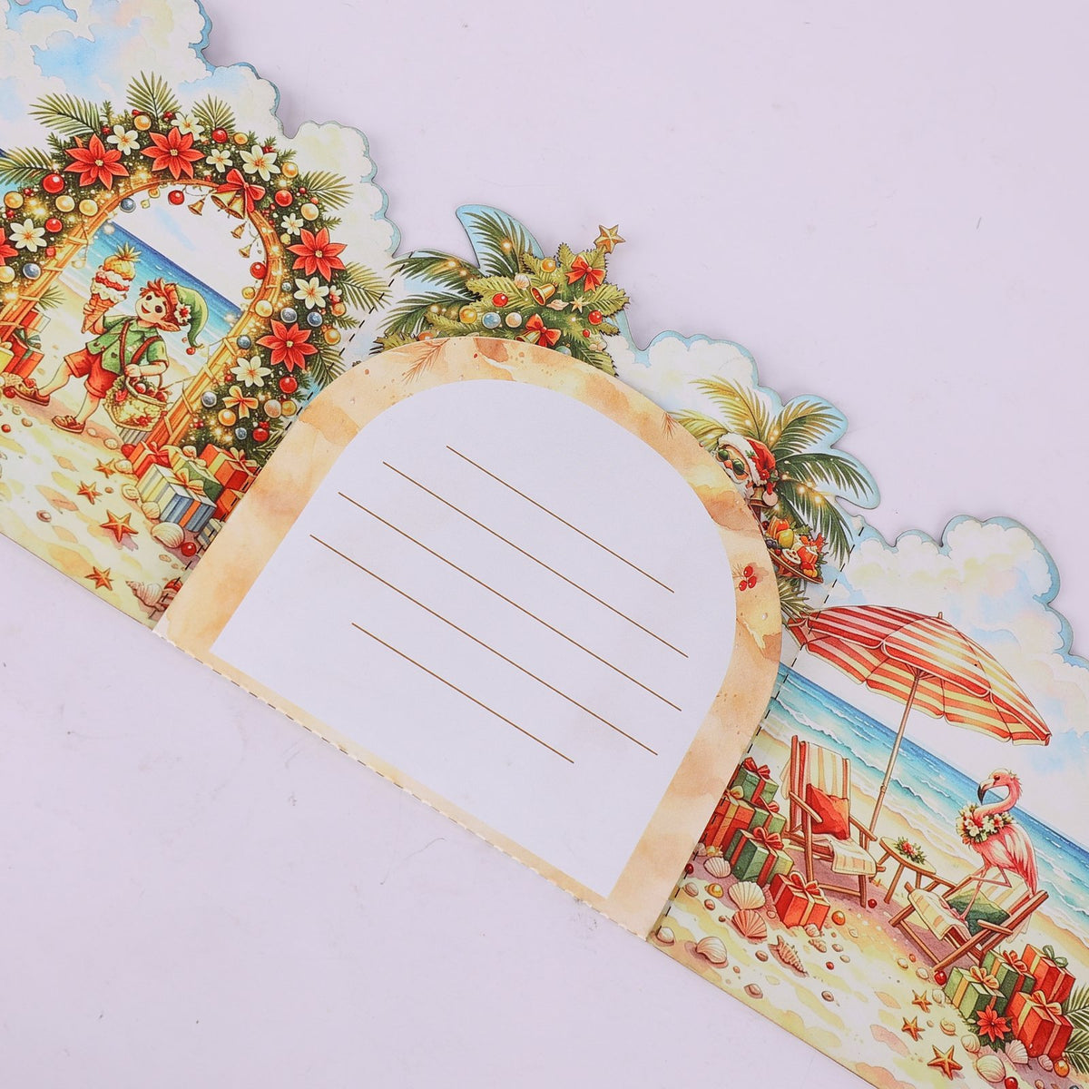 Christmas Beach Double Door Pop Up Card