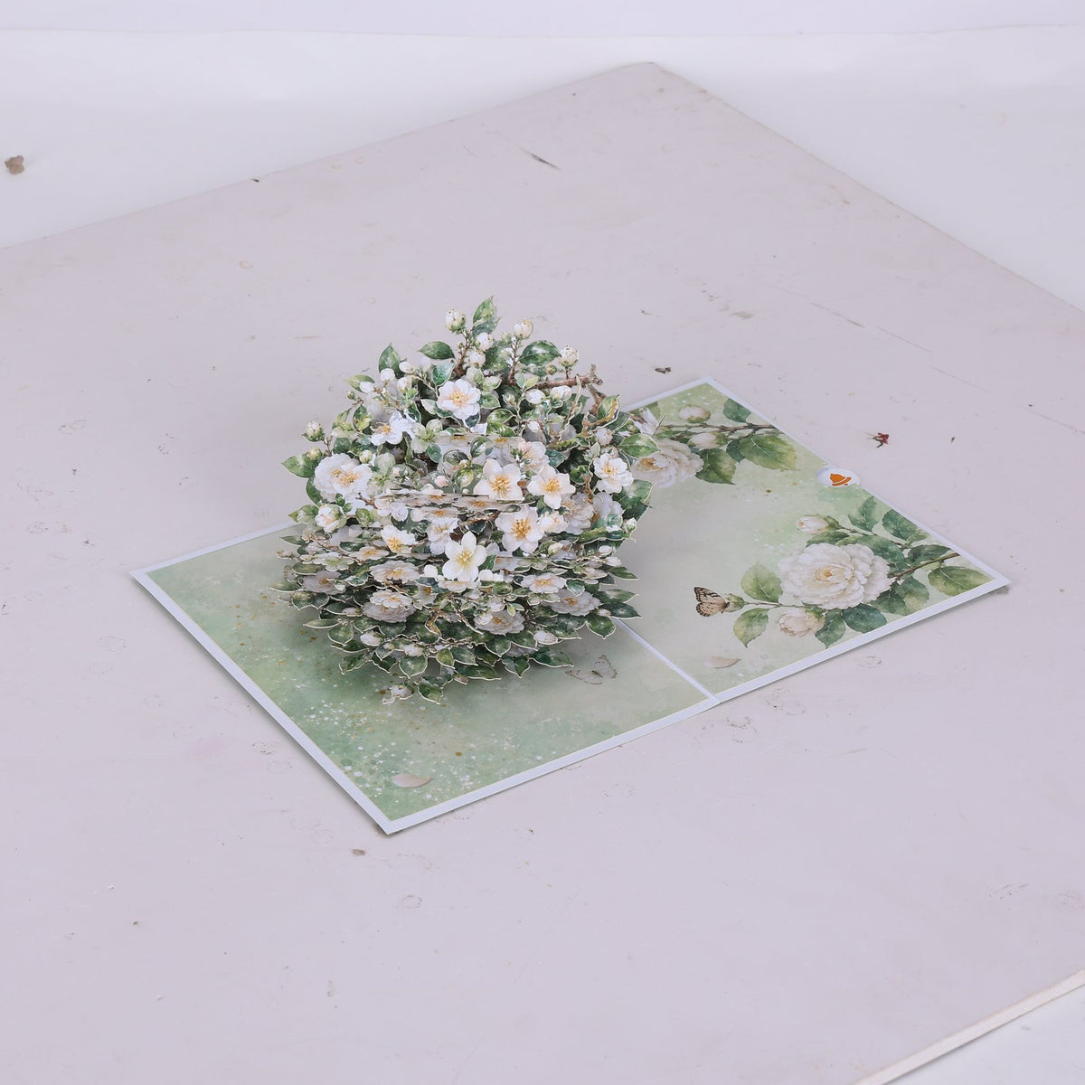 White Camellia 3D Pop Up Card