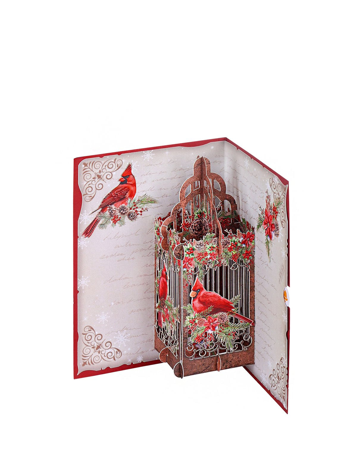 Vintage Cardinal Winter Birdcage Greeting Card