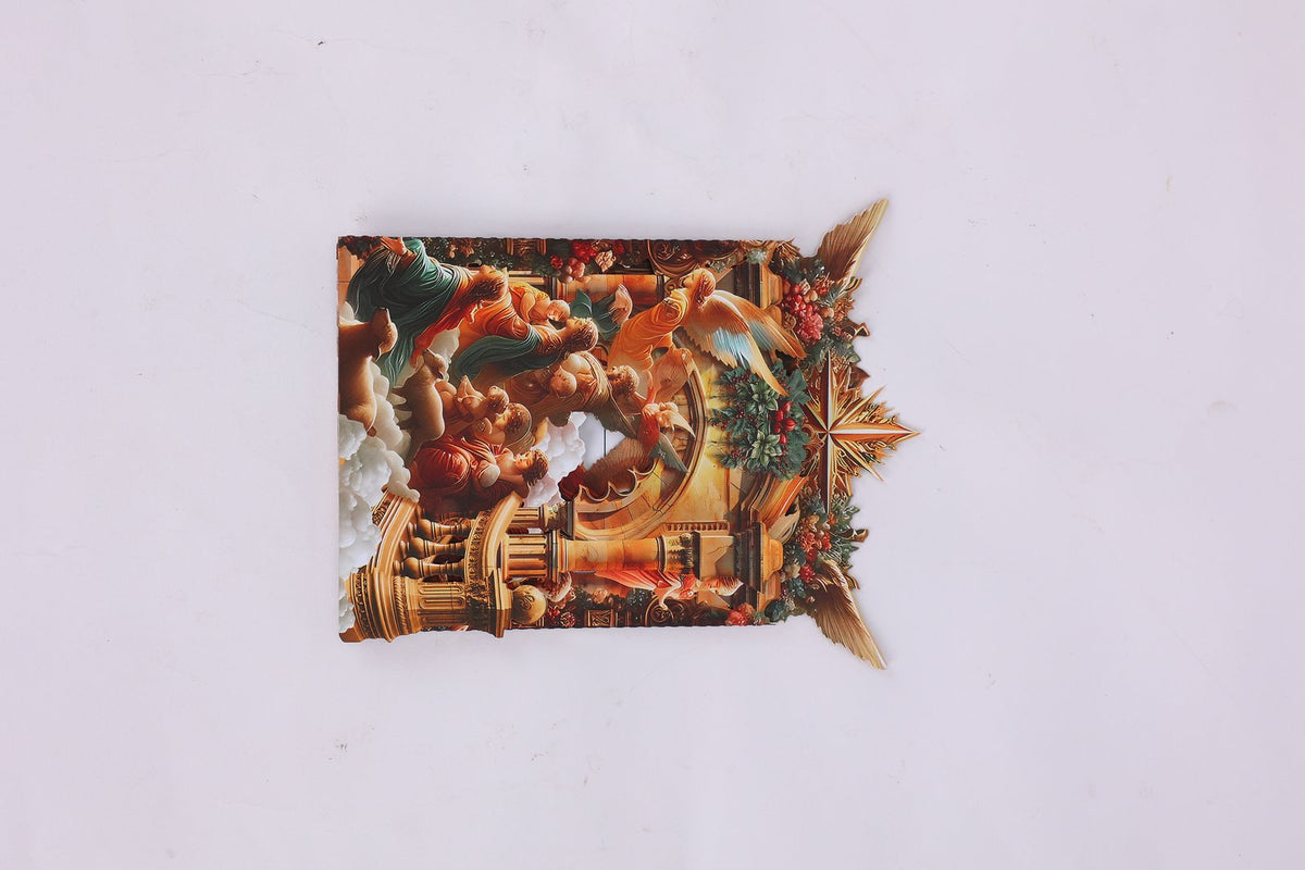 Gold Nativity Manger 3D Pop Up Card