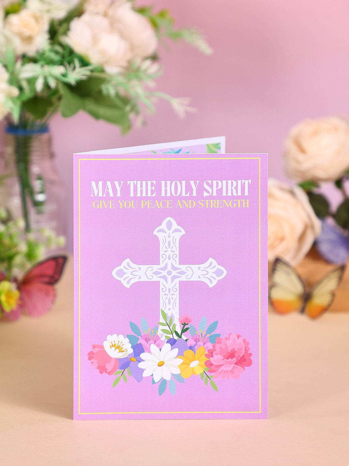 Cross Floral Flip Pop Up Card