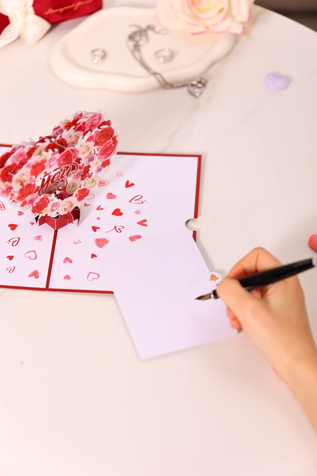 Rose Heart Floral Wreath 3D Pop Up Card