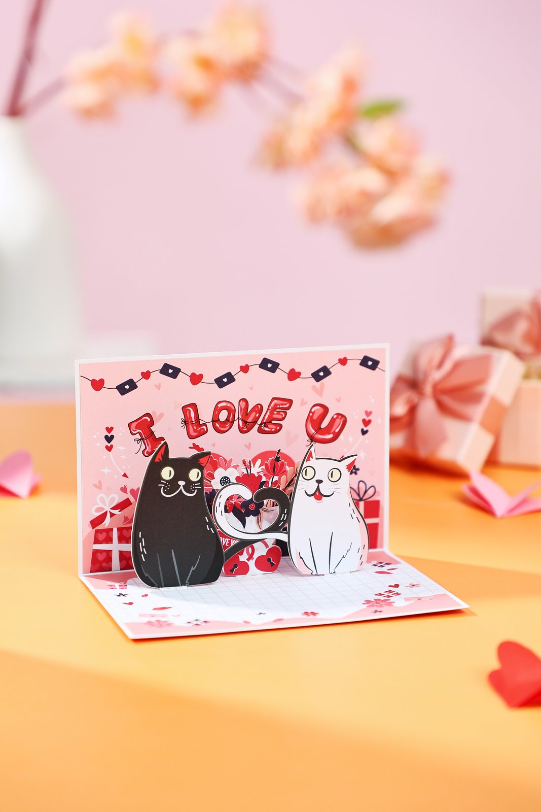 90° Valentine's Day Cat Greeting Card