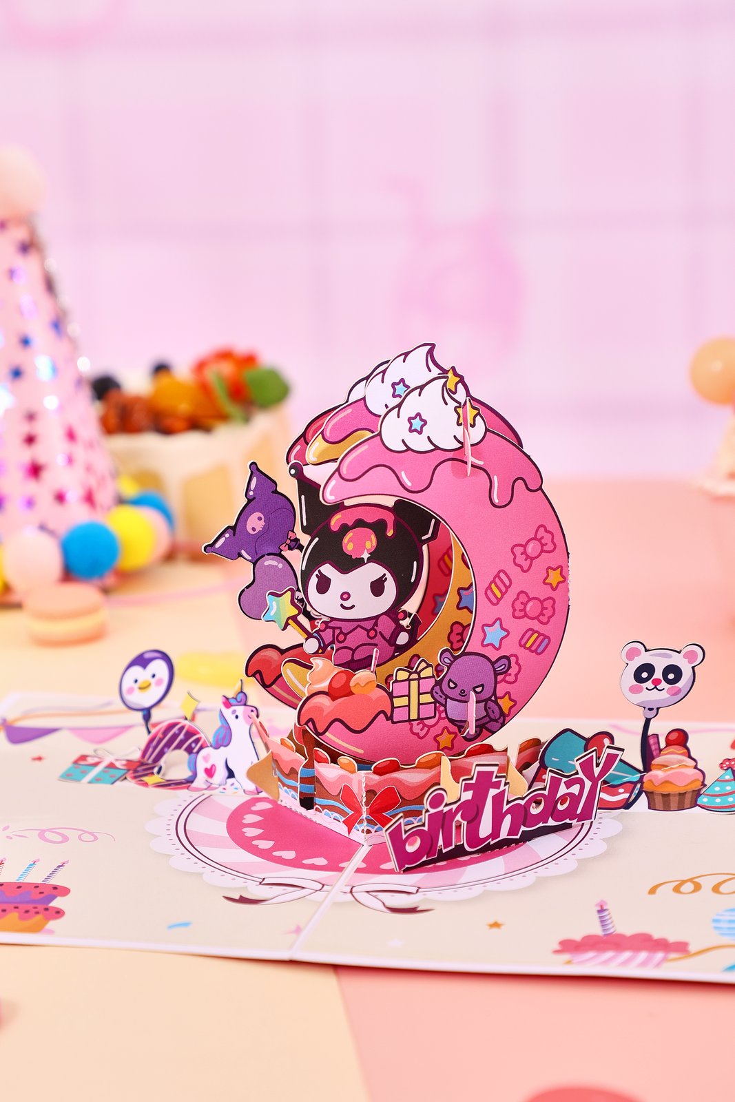Kuromi Birthday Cake Crescent Moon Greeting Card