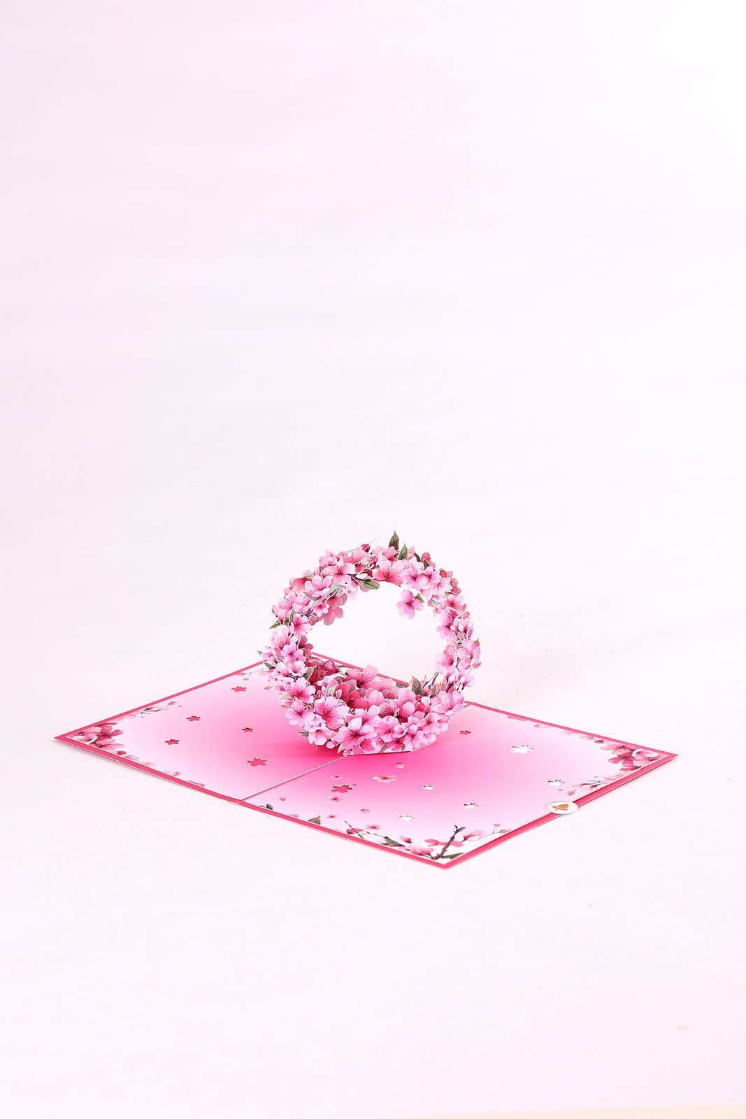 Cherry Blossom Floral Wreath Greeting Card