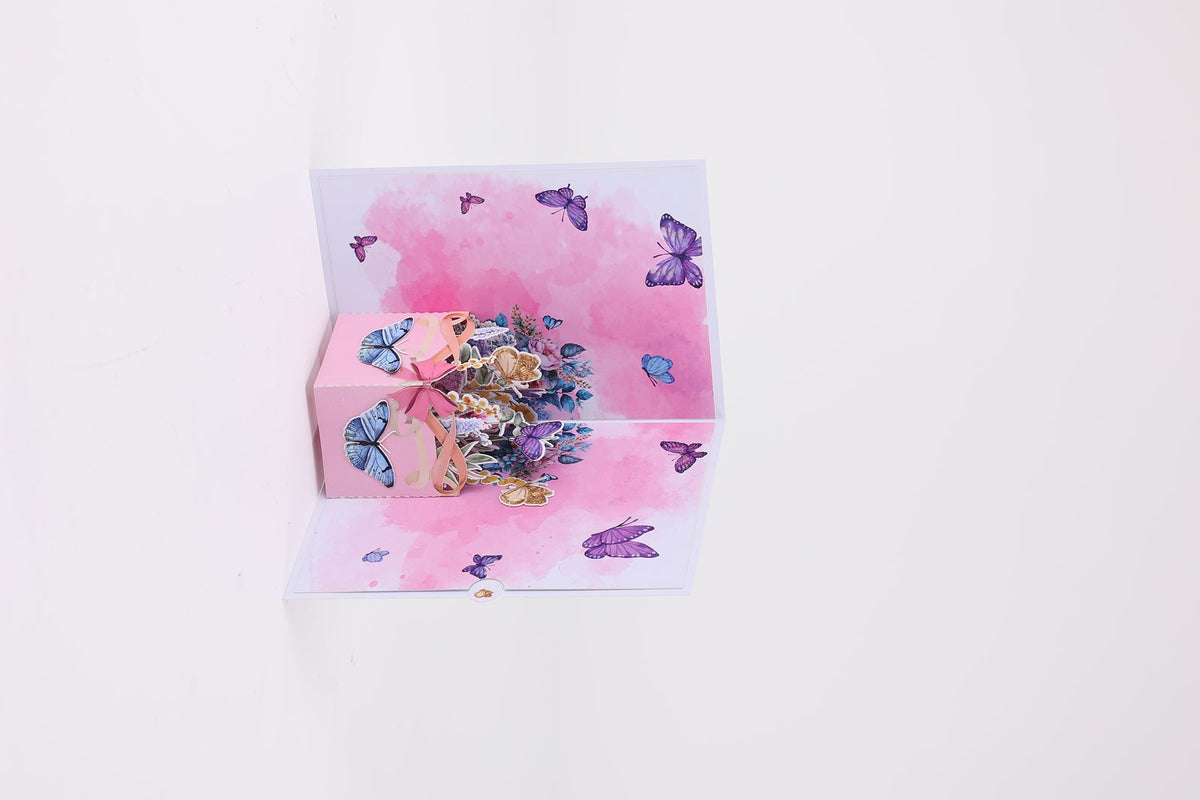 Inset Butterfly Flower Box Greeting Card