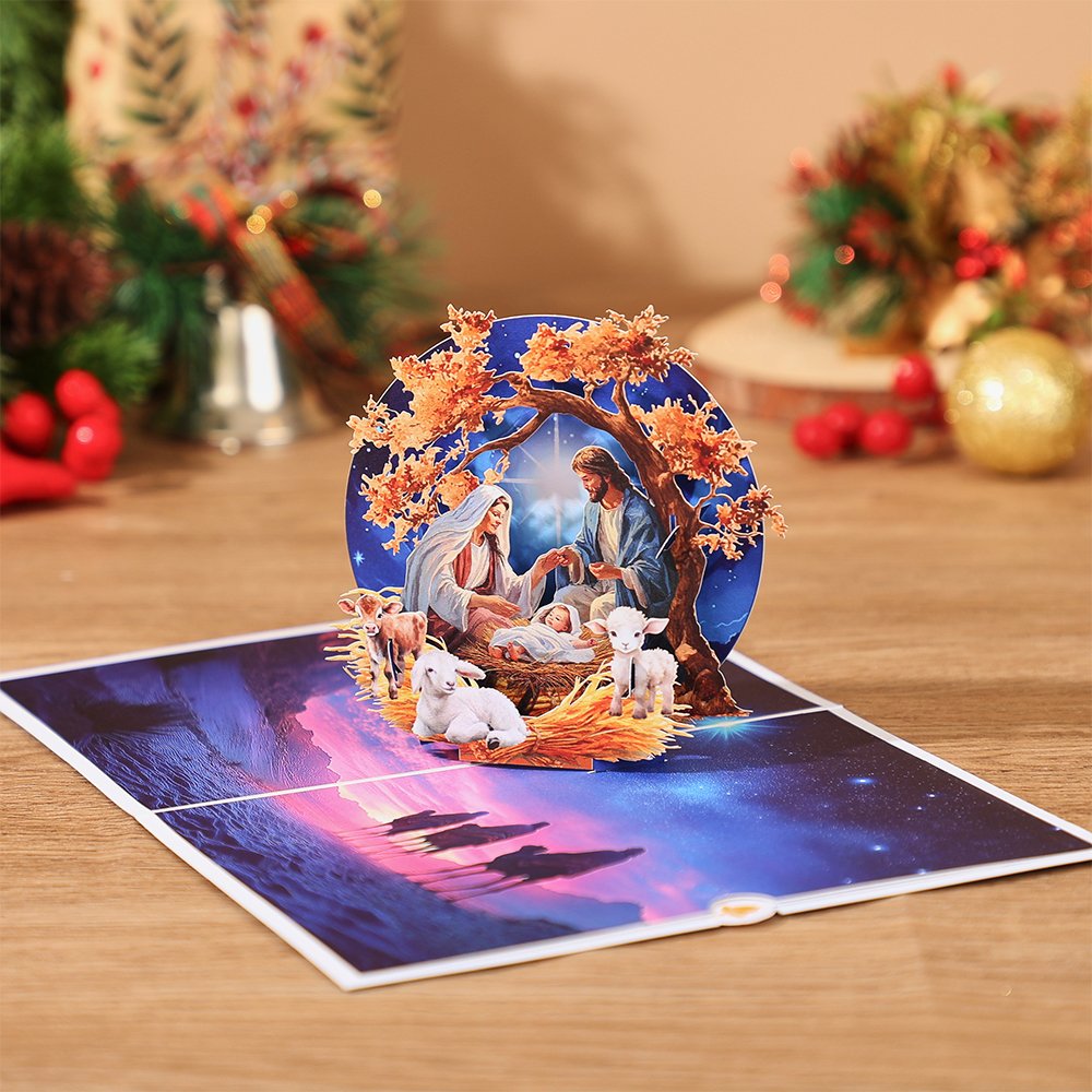 Round Window Scenery Flip Pop Up Card