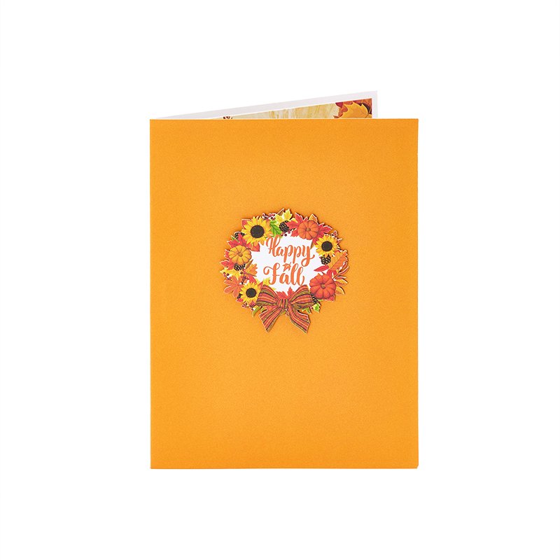 Autumn Floral Wreath Flip Pop Up Card