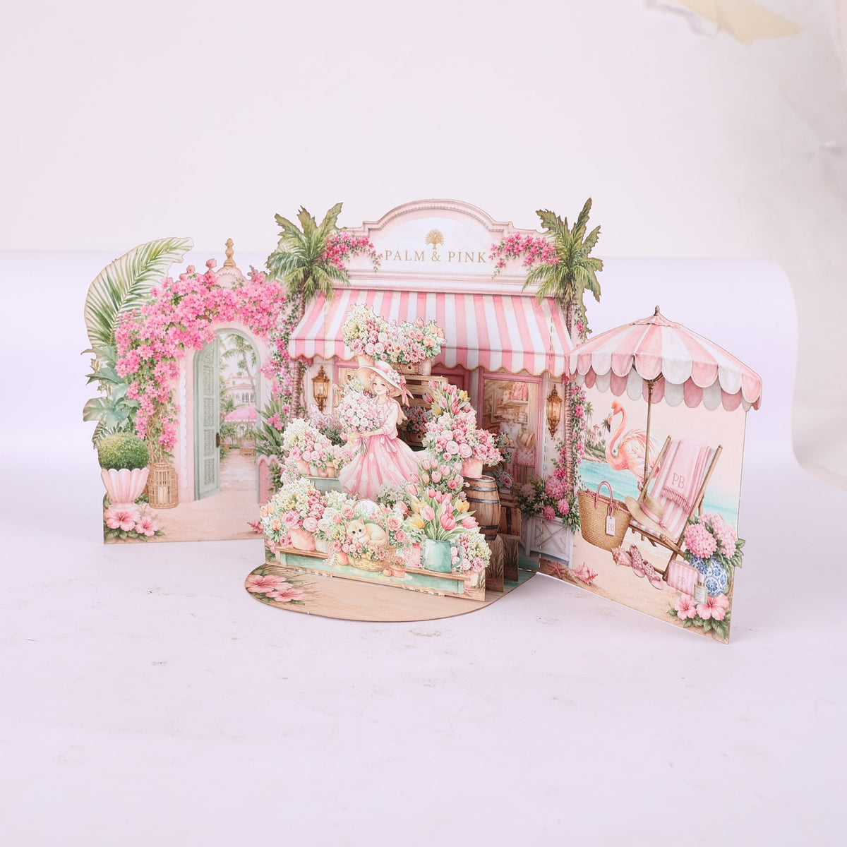 Girl Beach Flower Double Door Card