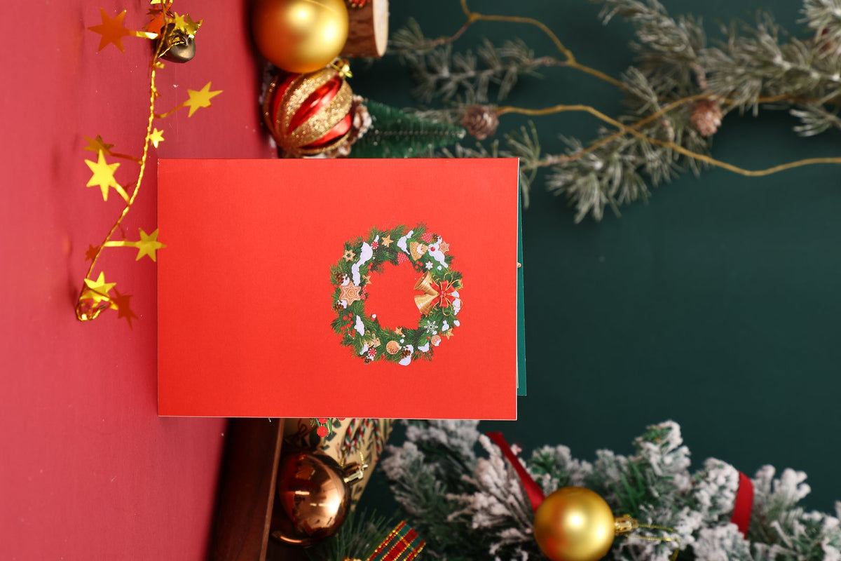 Christmas Gingerbread Floral Wreath 3D Pop Up Card
