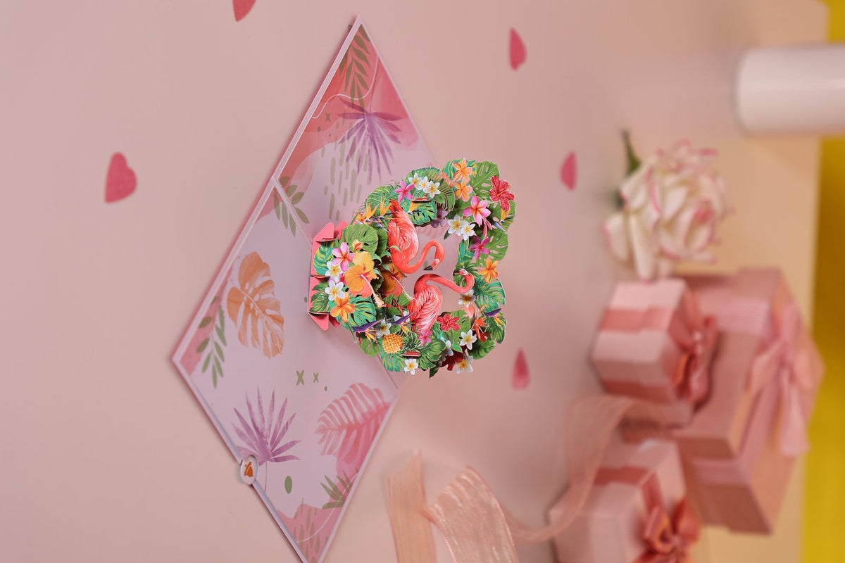 Heart Flamingo Greeting Card