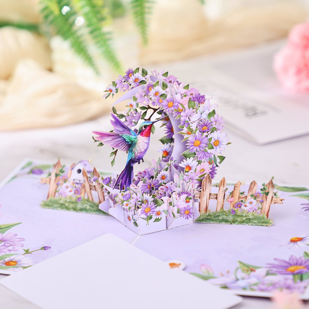 Purple Daisy Crescent Moon Greeting Card