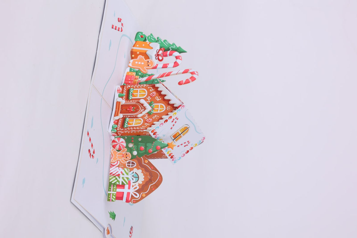 Gingerbread House Christmas Flip Pop Up Card