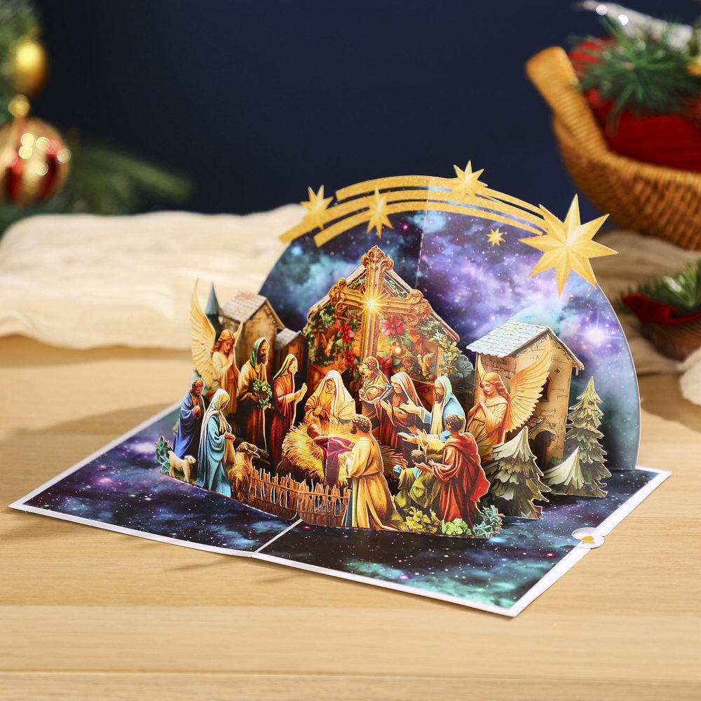 Gold Cross Flip Pop Up Card