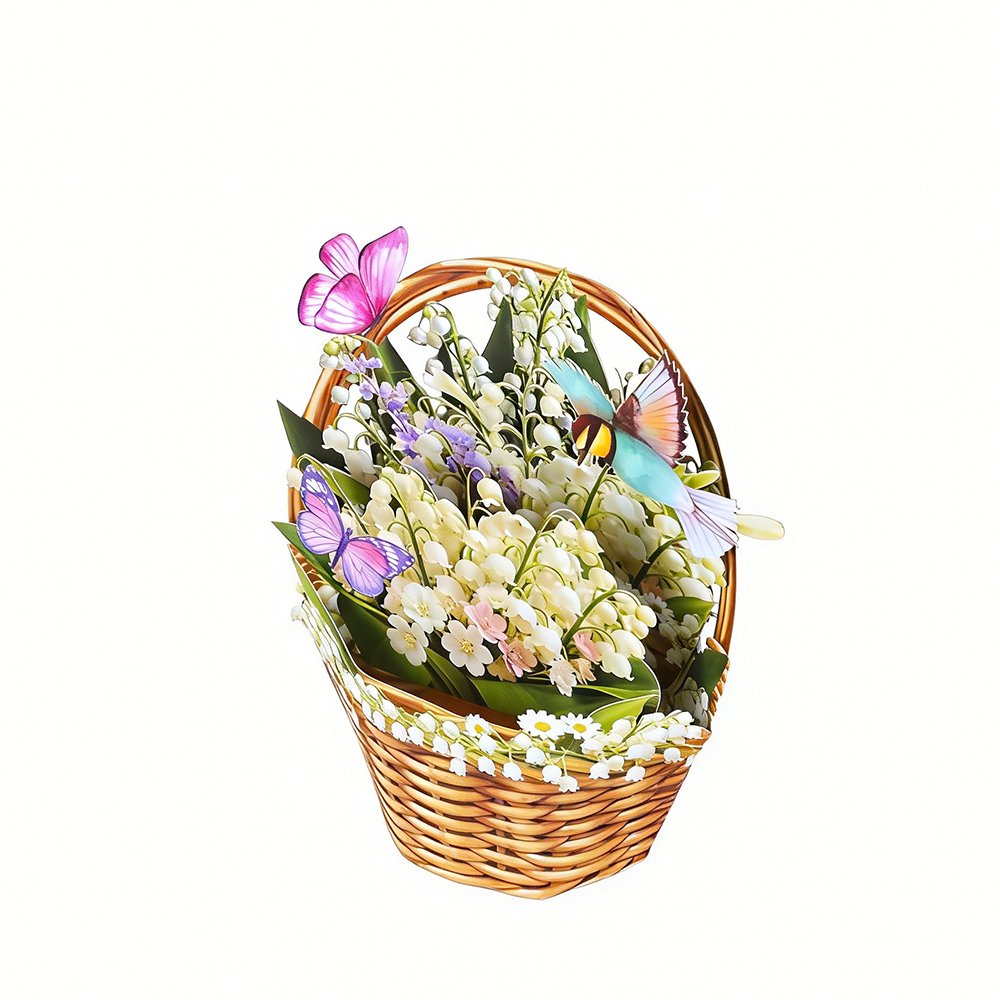 Lily Of The Valley Basket 3D Pop Up Card