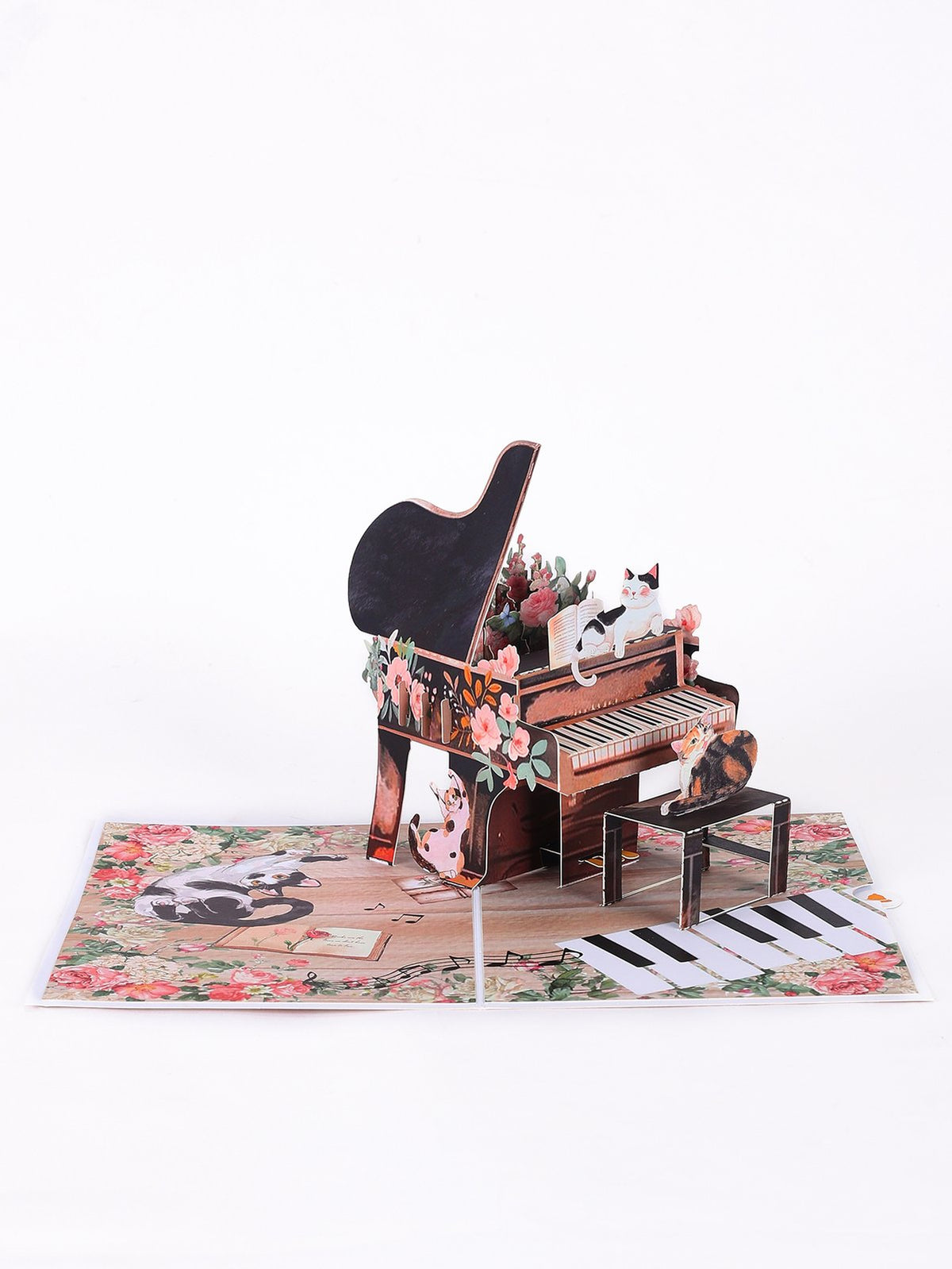 Cat Music Book Flip Pop Up Card