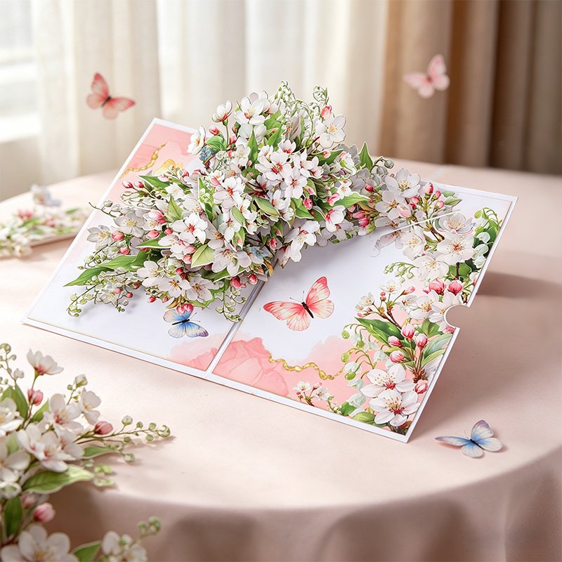 Lily Of The Valley & Mountain Flower Floral Branch Greeting Card