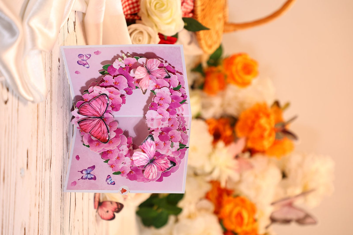 Orchid Butterfly Heart 3D Pop Up Card