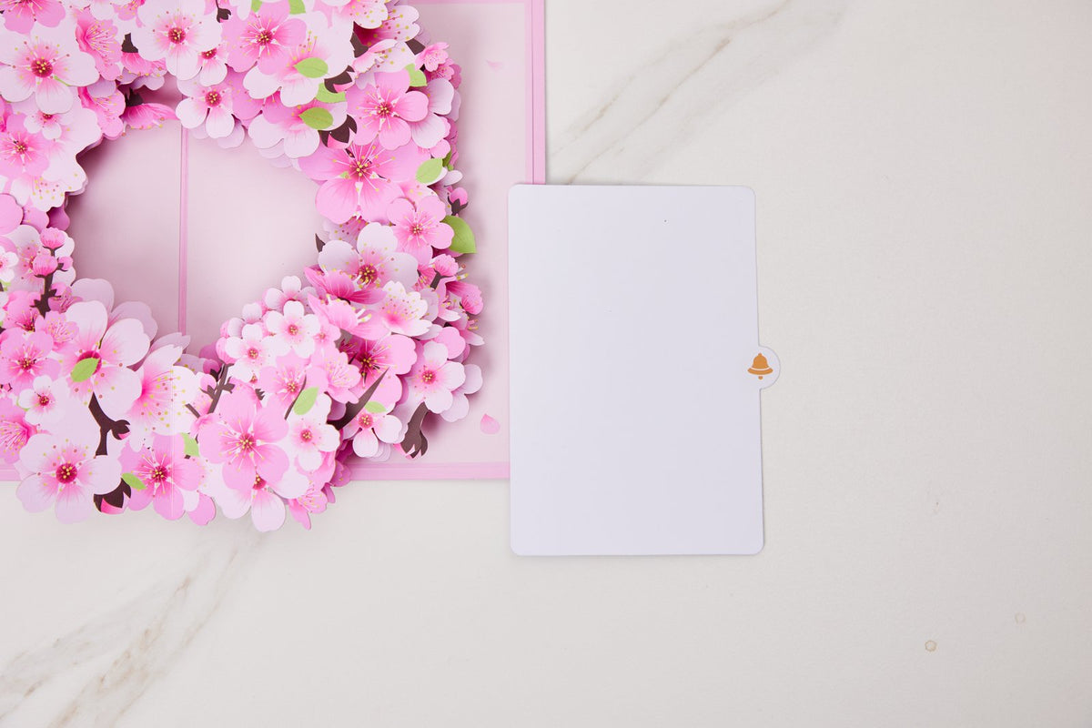 Cherry Blossom Floral Wreath 3D Pop Up Card
