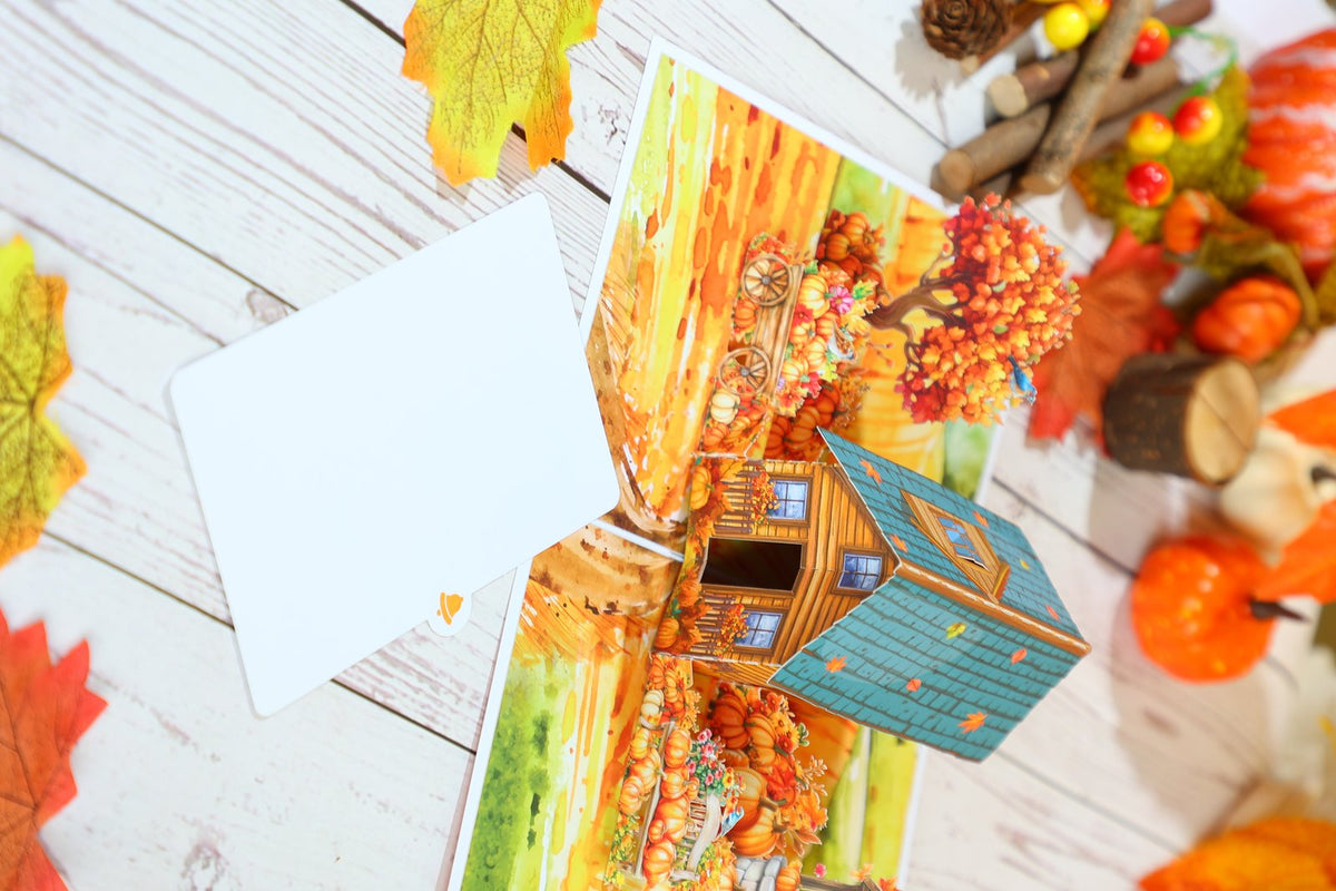Orange Halloween Haunted House Flip Pop Up Card