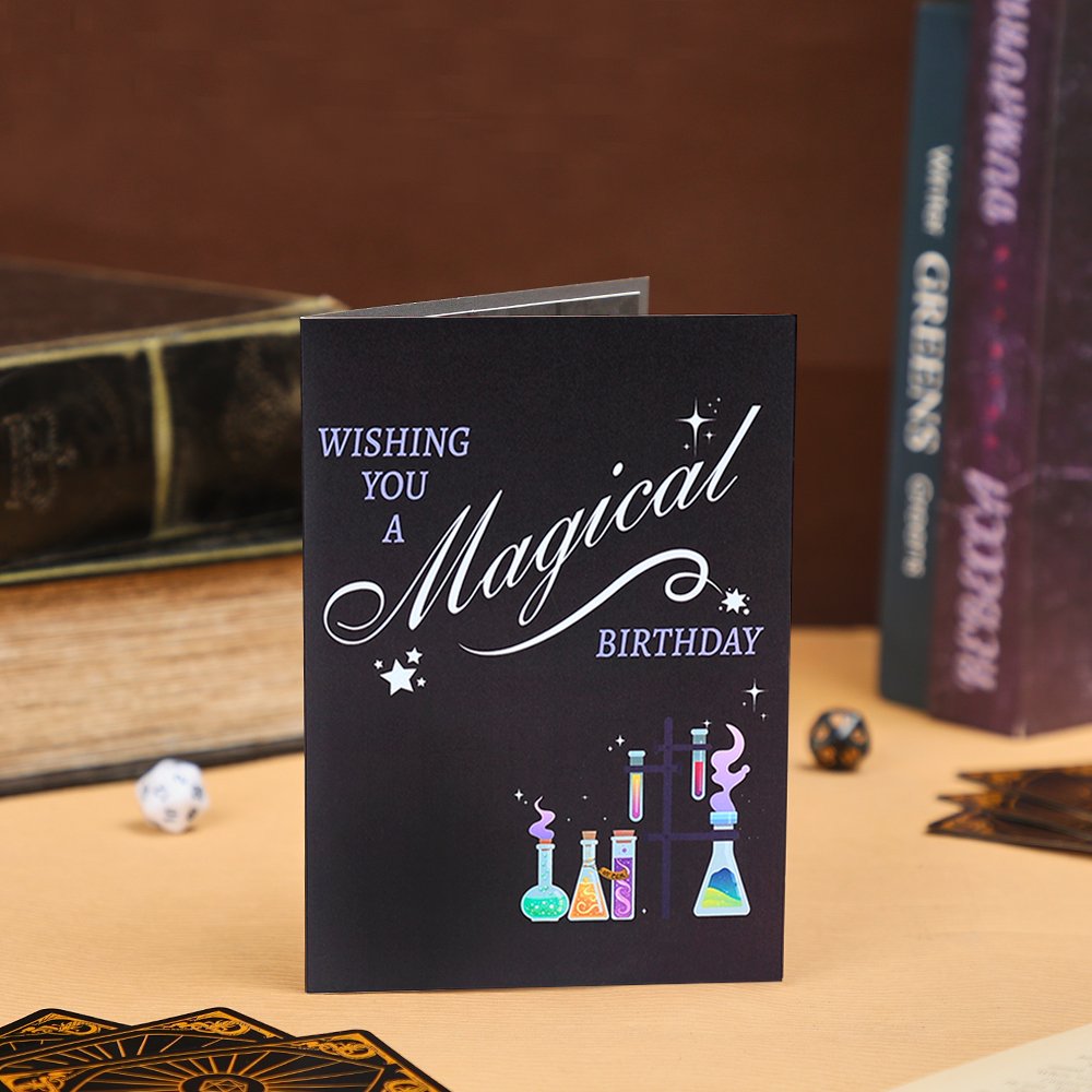 Magic Black Gold Birthday Flip Pop Up Card