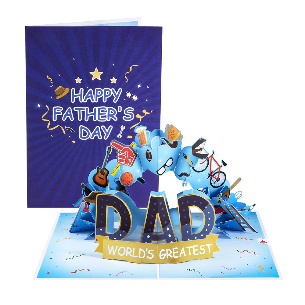 Blue Father's Day Flip Pop Up Card