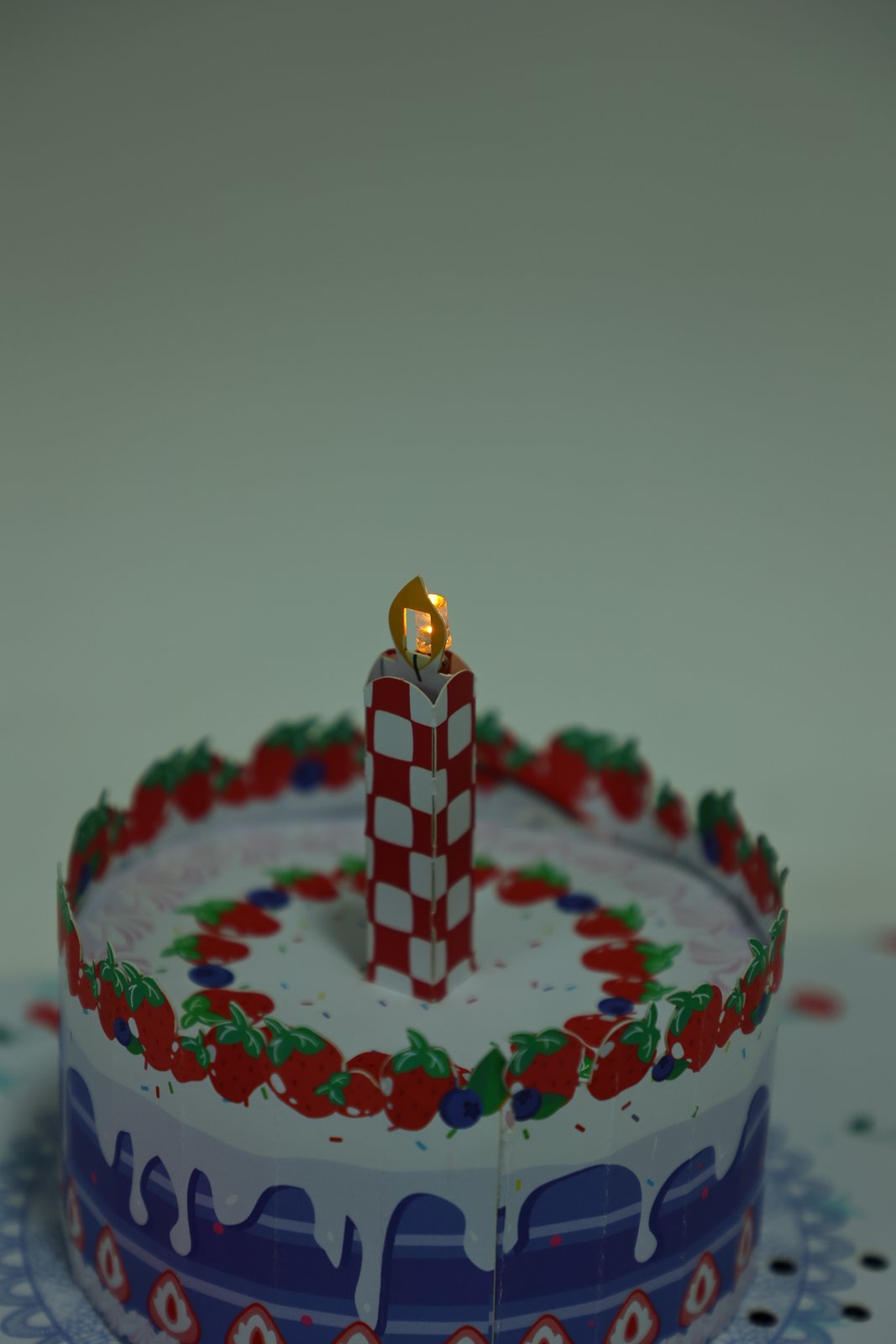 Strawberry Birthday Cake Music 3D Pop Up Card