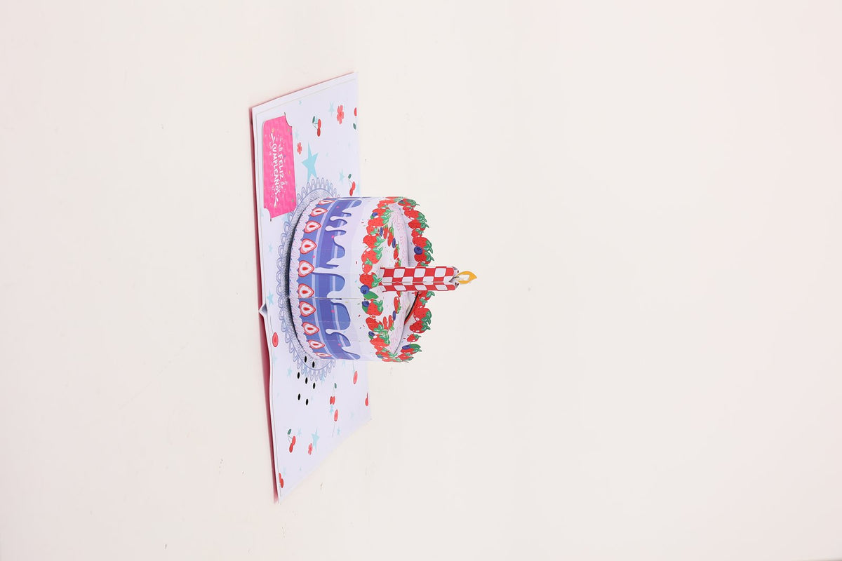 Strawberry Birthday Cake Music 3D Pop Up Card