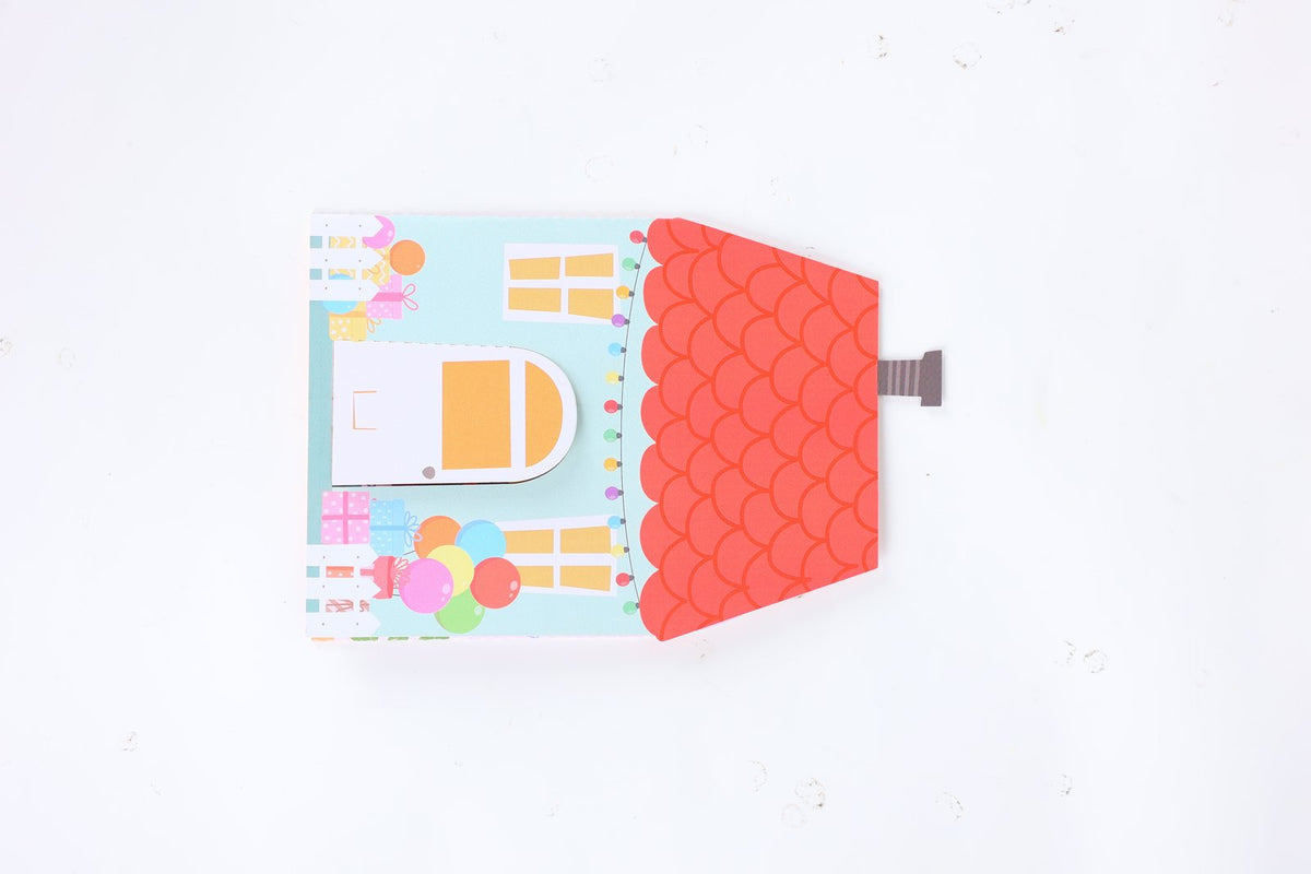 Blue Cottage Birthday Flip Pop Up Card
