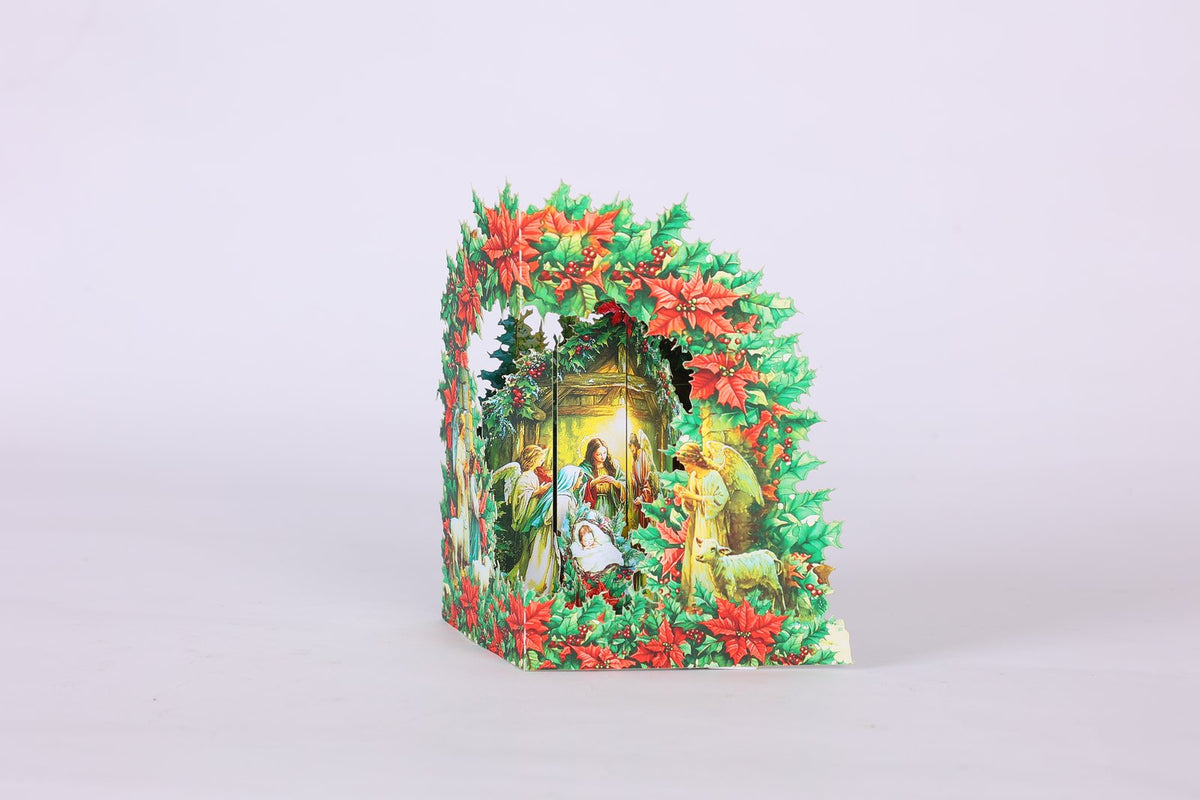 Nativity Poinsettia 3D Pop Up Card