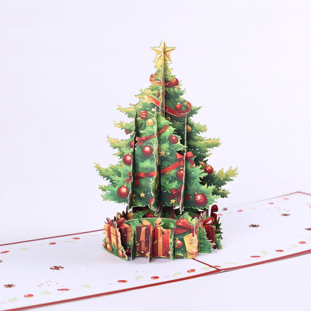 Red Tone Christmas Tree Pop Up Card