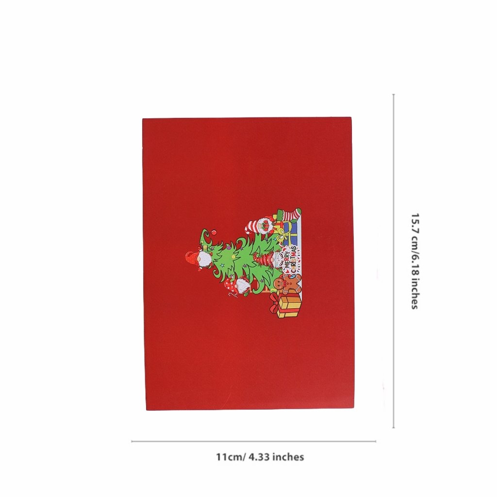 Gnome Climbing Christmas Tree 3D Pop Up Card